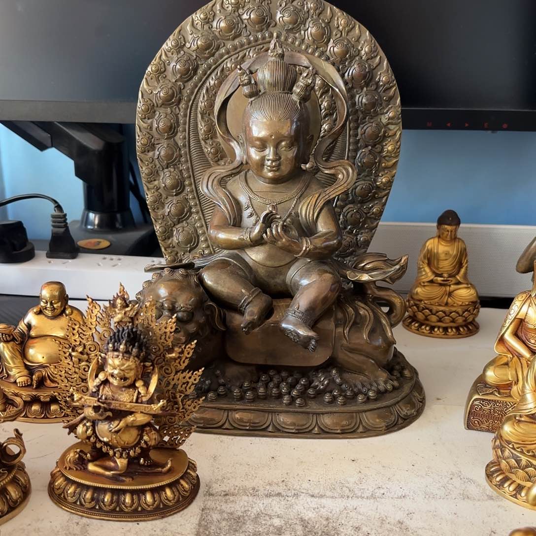 定****室孺童文殊黄铜摆件