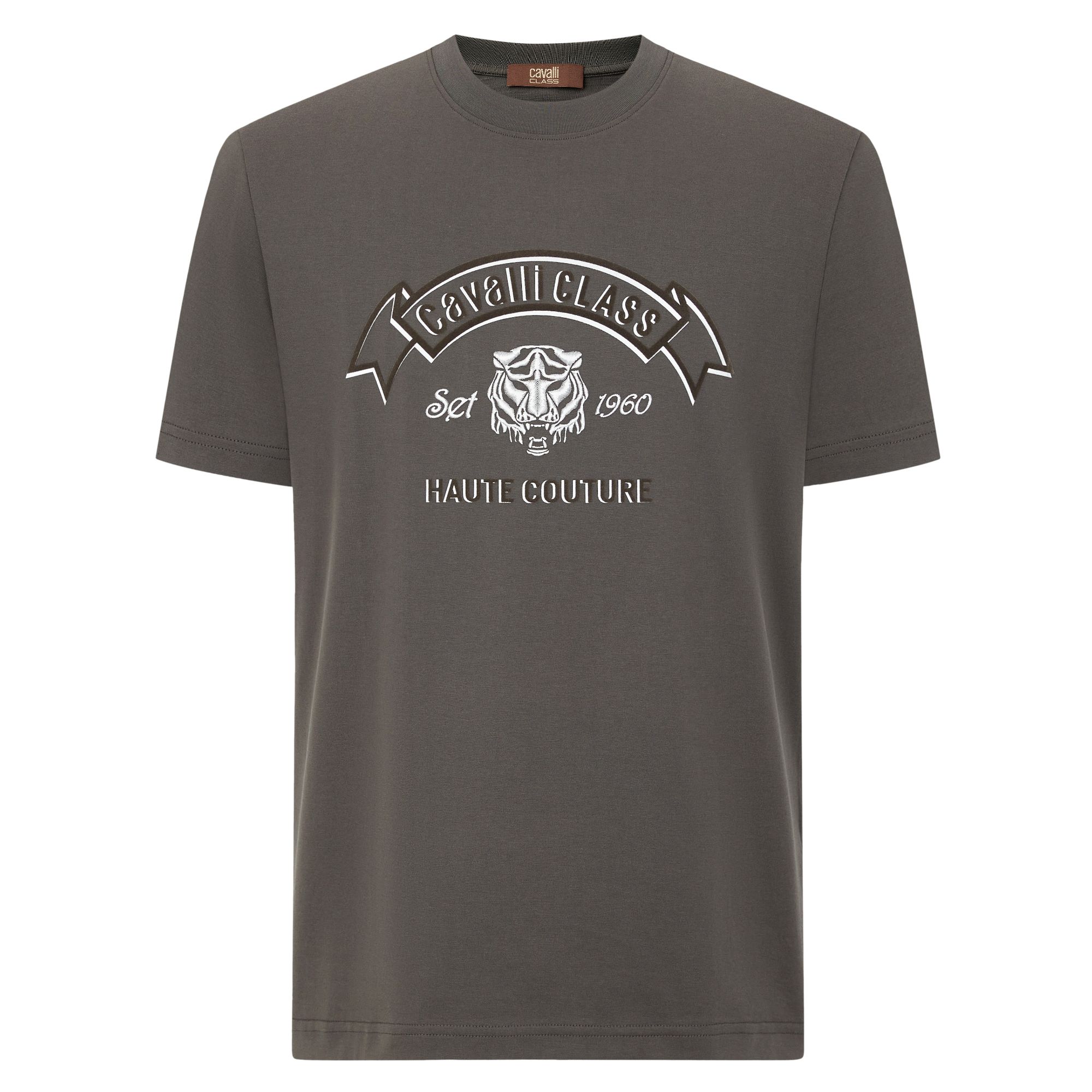 Cavalli Class25夏短袖圆领男虎头标植绒印花常规版100棉 RWC438