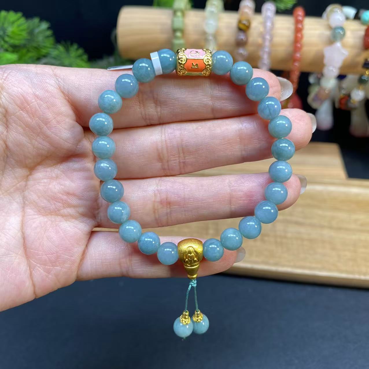 【翡翠7m手串】A948搭配桶珠时尚精美女士手串气质轻奢女款