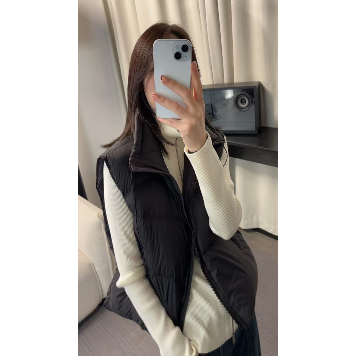 秋冬新款私人定制白鸭绒立领云朵泡芙抽绳羽绒服马甲