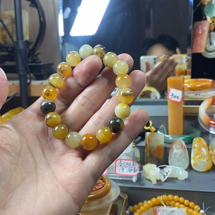 石英质玉（黄龙玉）合金手镯
