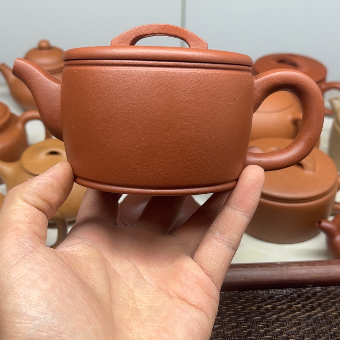 紫砂茶壶汉瓦微瑕320ccc红降坡
