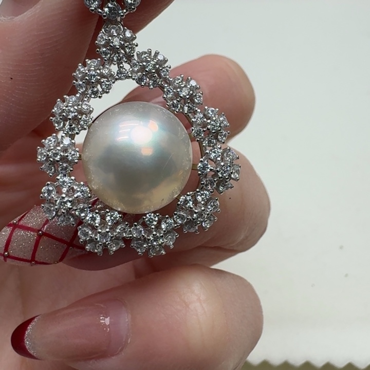 拼合珍珠（马贝珠）颈饰银S925镶嵌