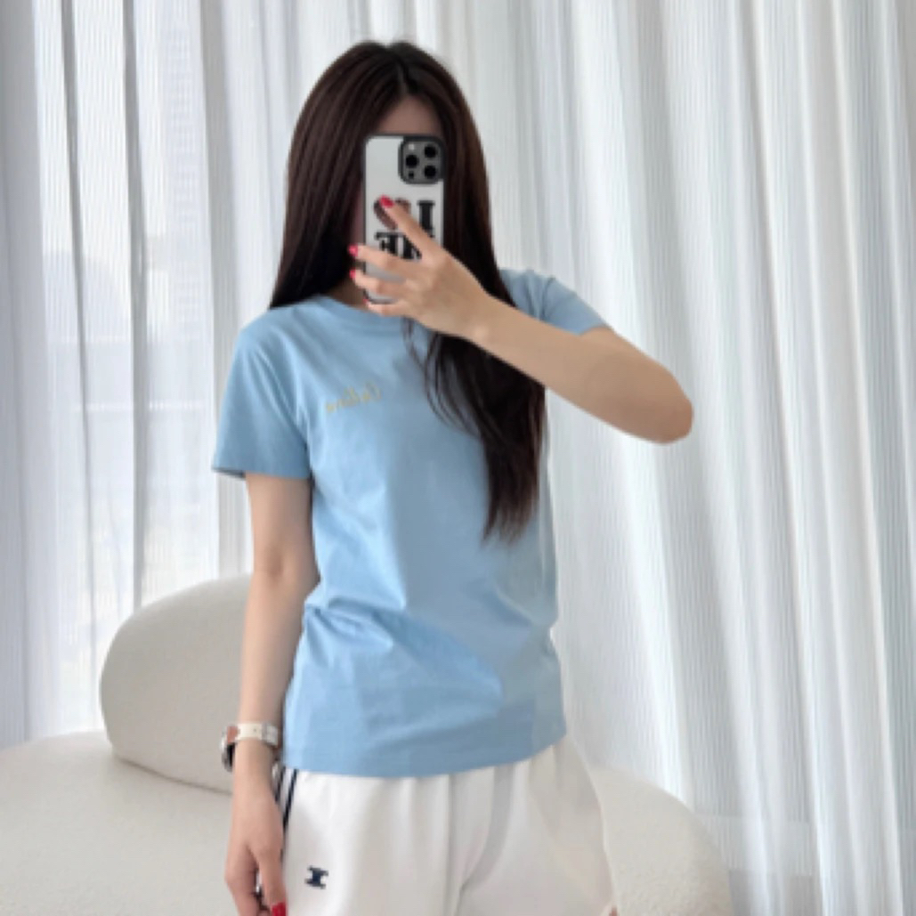 99新 Celine/思琳 A100879/湖蓝色短袖/XS码