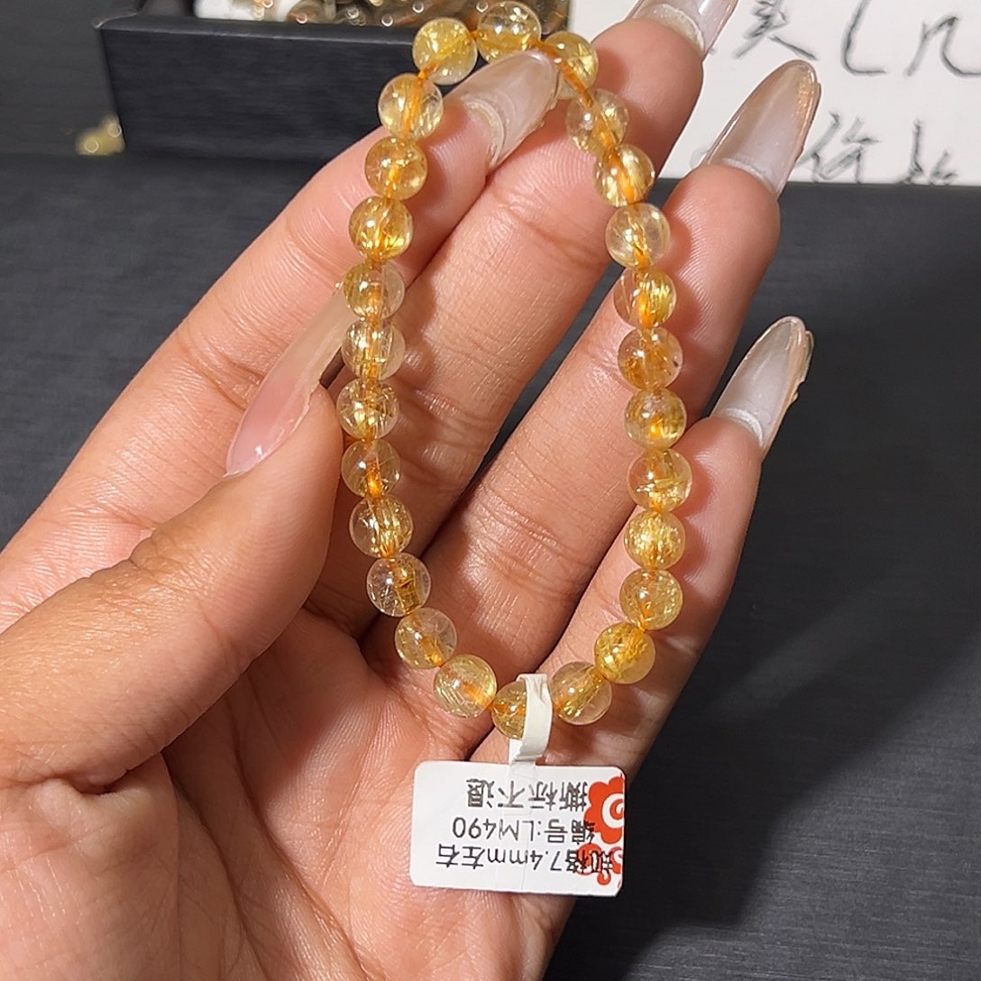 发晶手链未镶嵌天然金发晶490