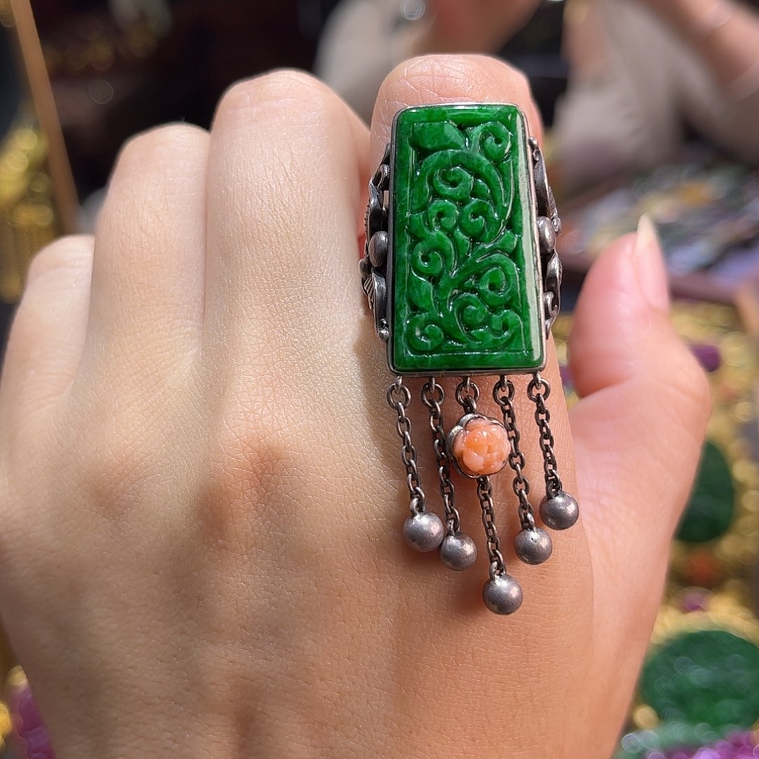 银S925镶嵌戒指翡翠