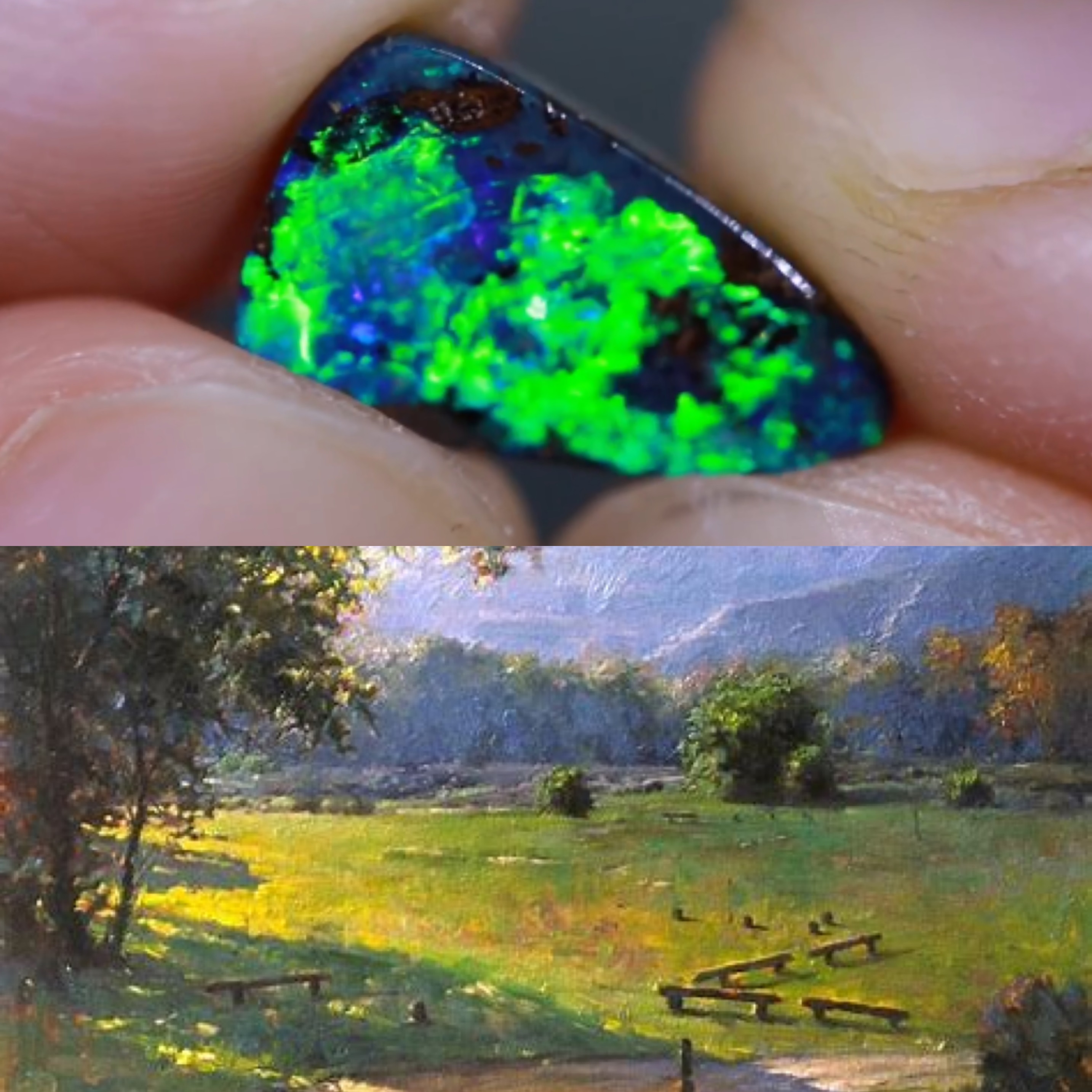 澳大利亚高亮彩随型铁欧泊可镶嵌定制吊坠戒指