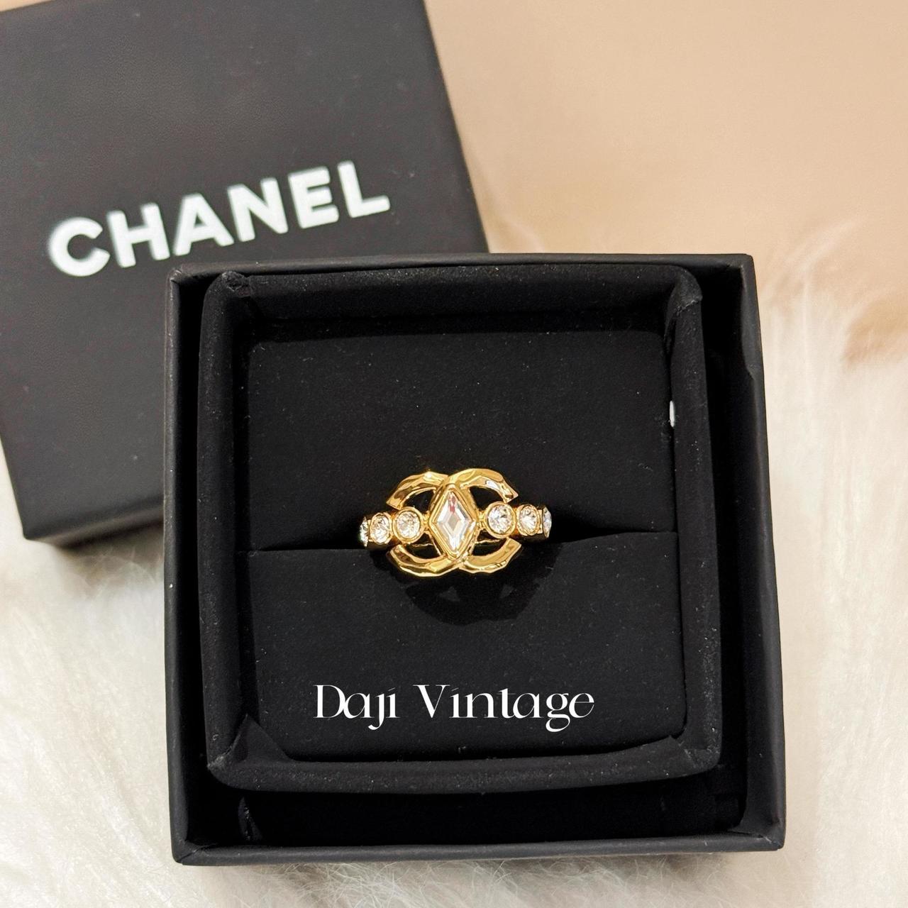 99新 Chanel/香奈儿 大吉中古/chanel香奈儿金色菱形带钻戒指