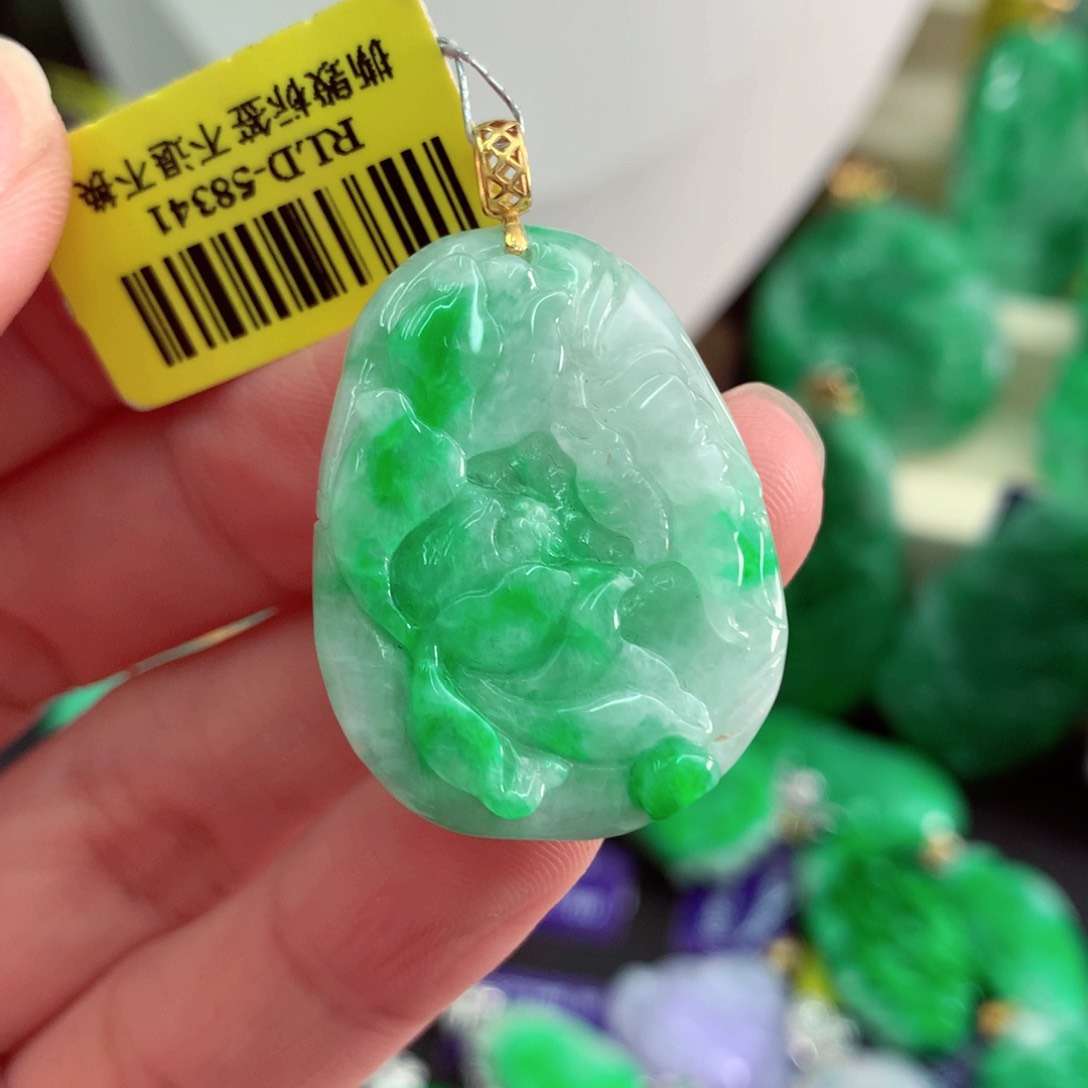 翡翠18K金镶嵌吊坠(不含链)
