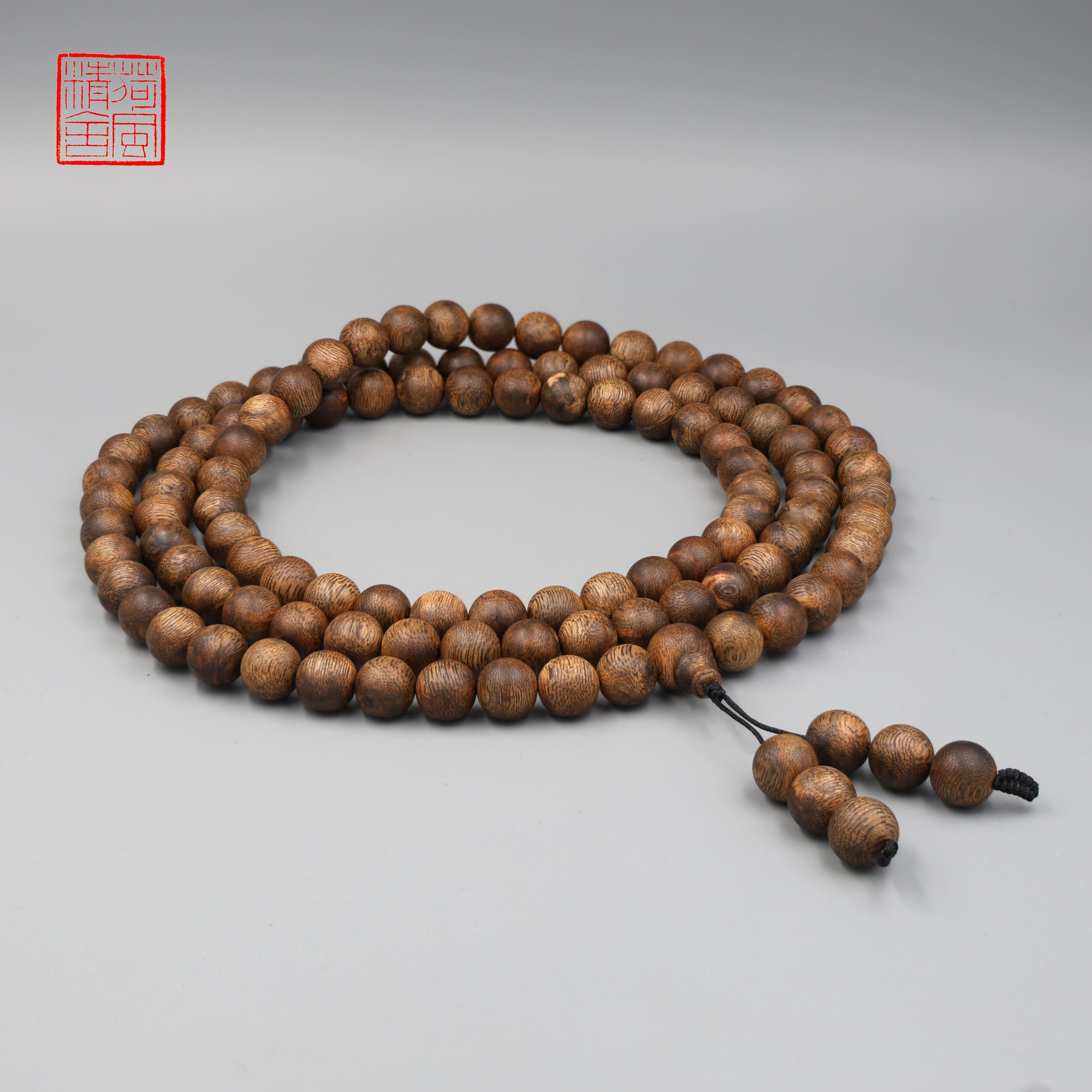 【精品高货】棋楠满结油1.1圆珠多圈手持沉香手串-cx317