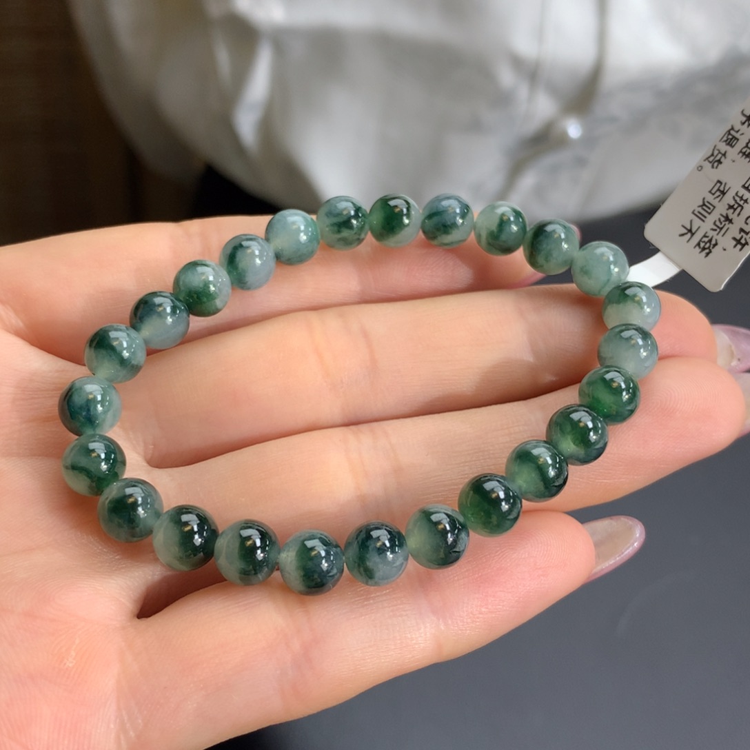 翡翠颈饰未镶嵌冰胶飘花手链卡7.1m m