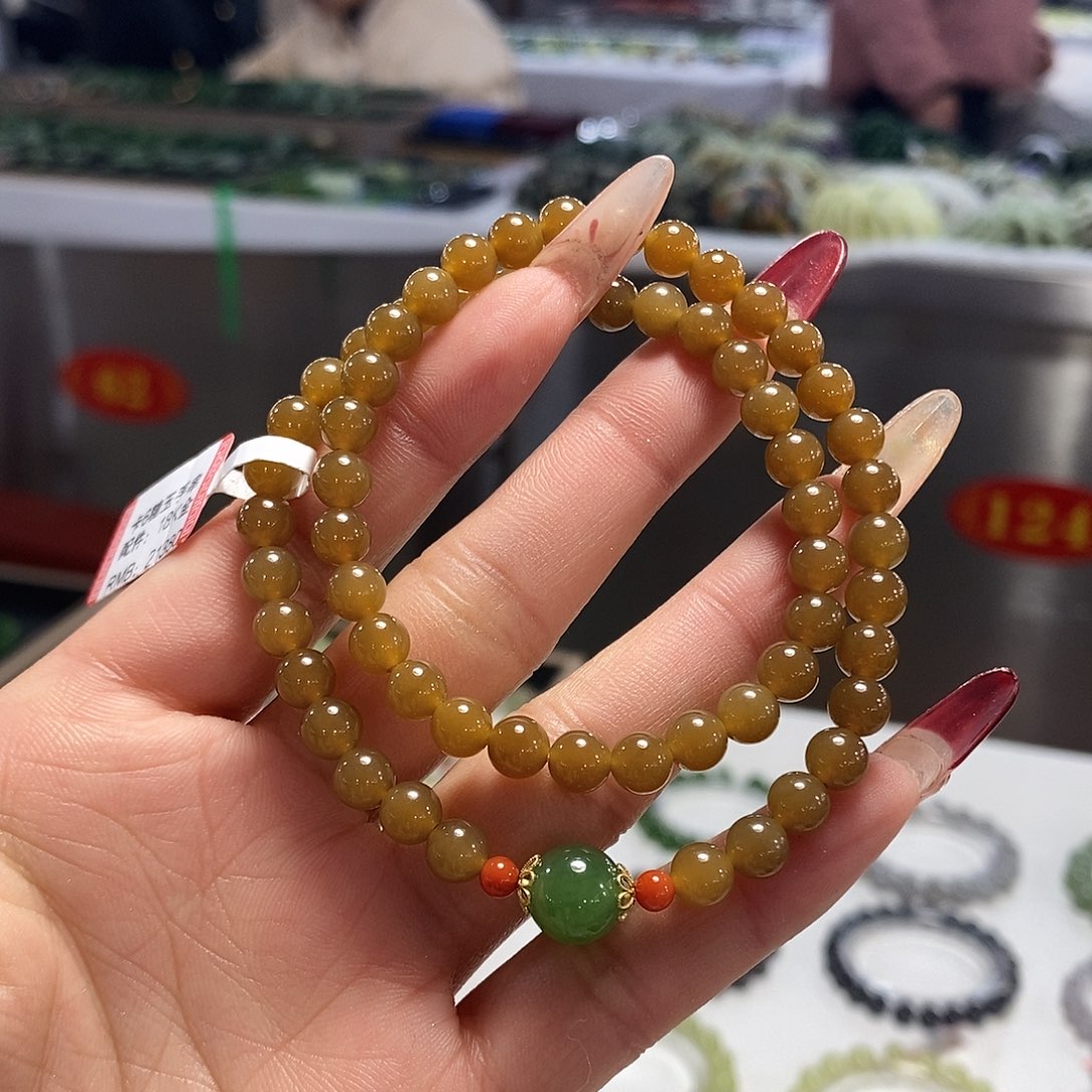 和田玉双圈且末糖6mm未镶嵌