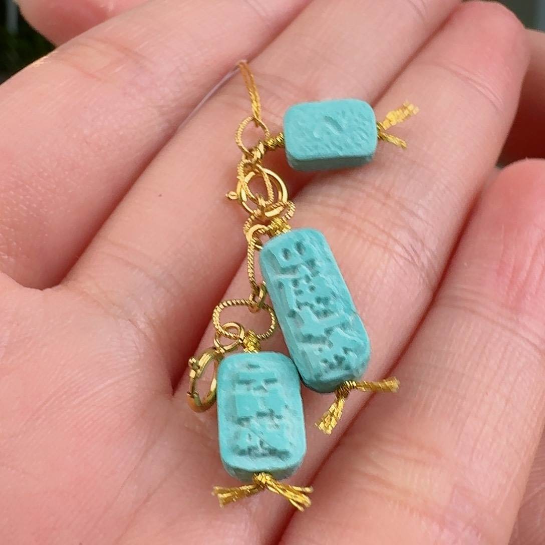 绿松石珠宝奇石18K金镶嵌