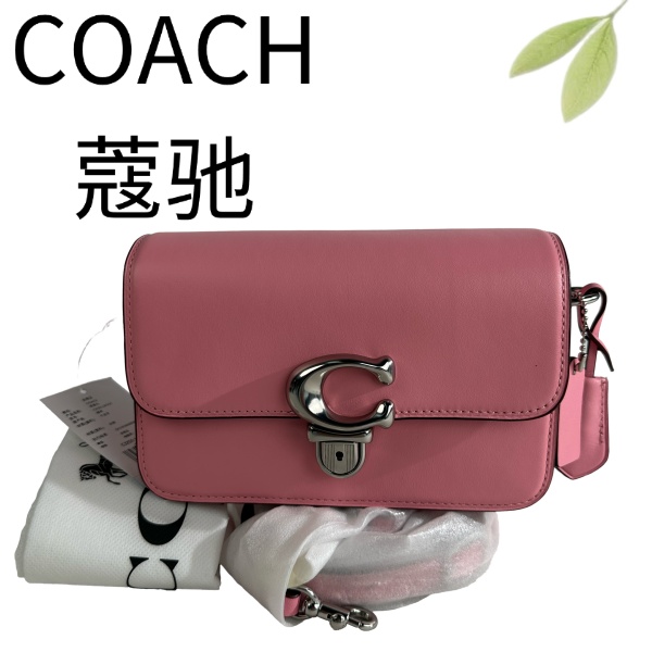 99新 COACH/蔻驰 粉银studio斜挎包G25116751底长19X12