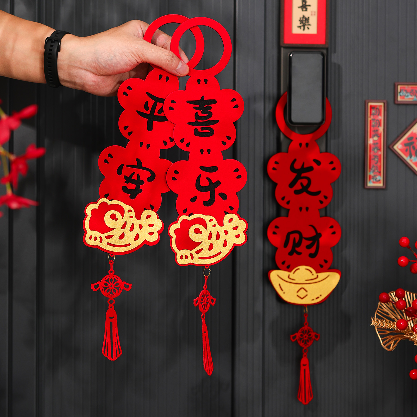 菲寻2026新款马年新年装饰挂饰乔迁之喜新居氛围布置春节毛毡门挂