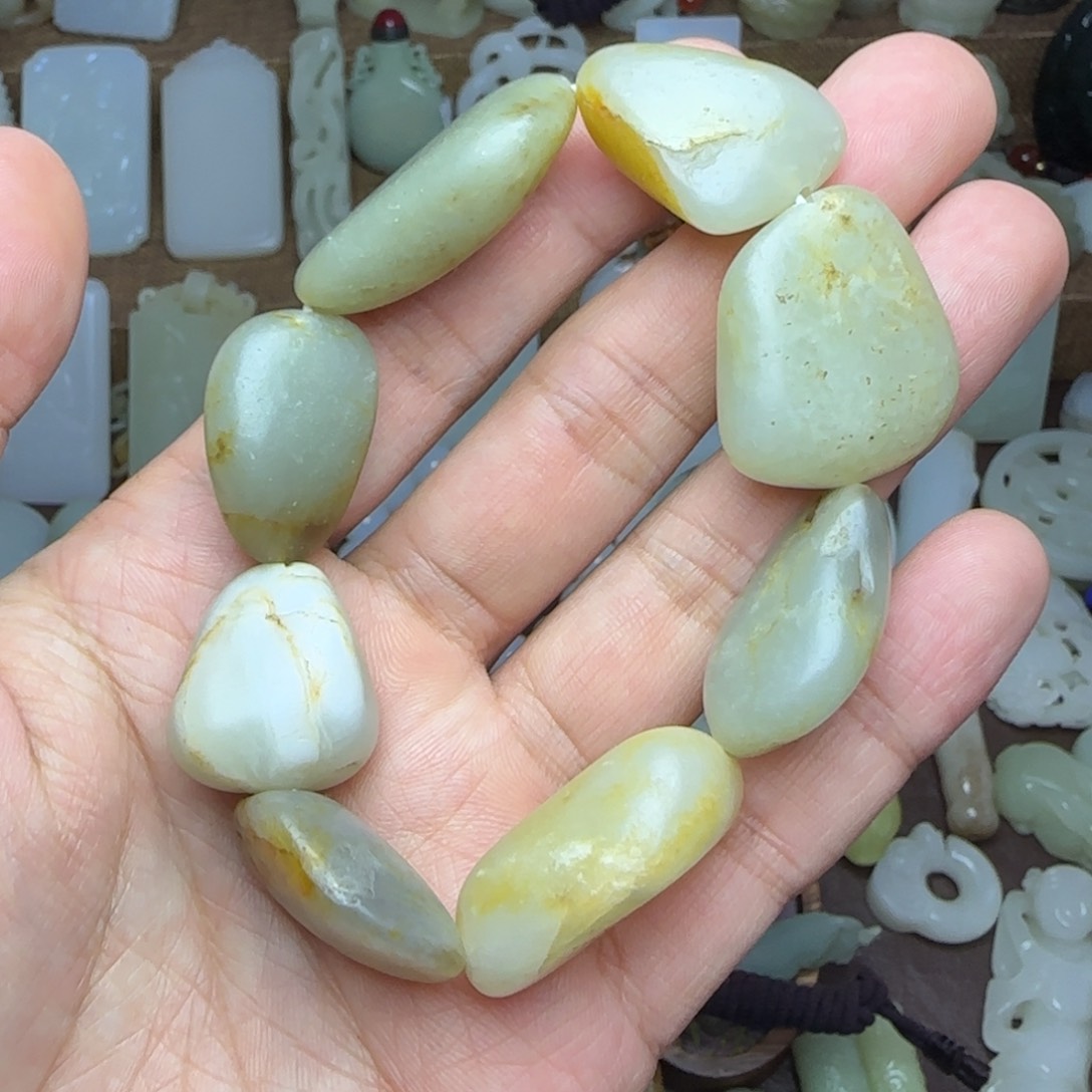 和田玉挂件未镶嵌原籽手串