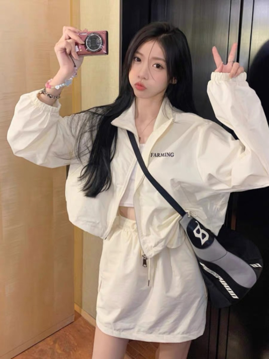 杏色防晒衣女夏季薄款设计感小众美式高级感套装1565