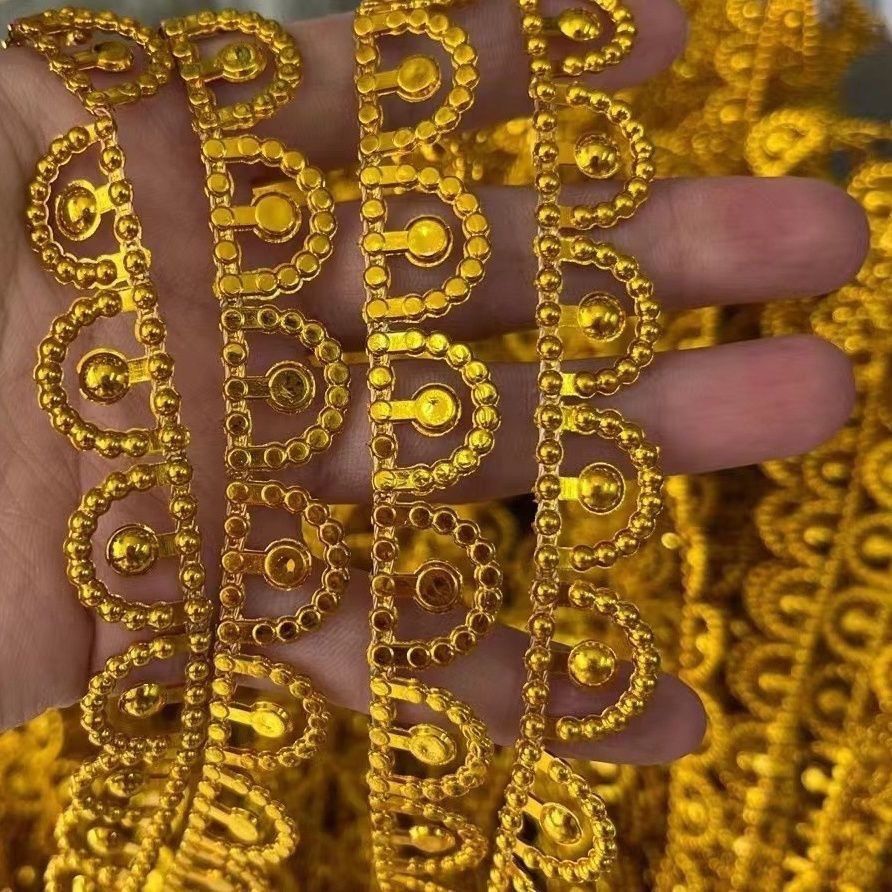 花边金色凤冠半圆花边手工塑料饰品配件少数民族服装皇冠配件diy