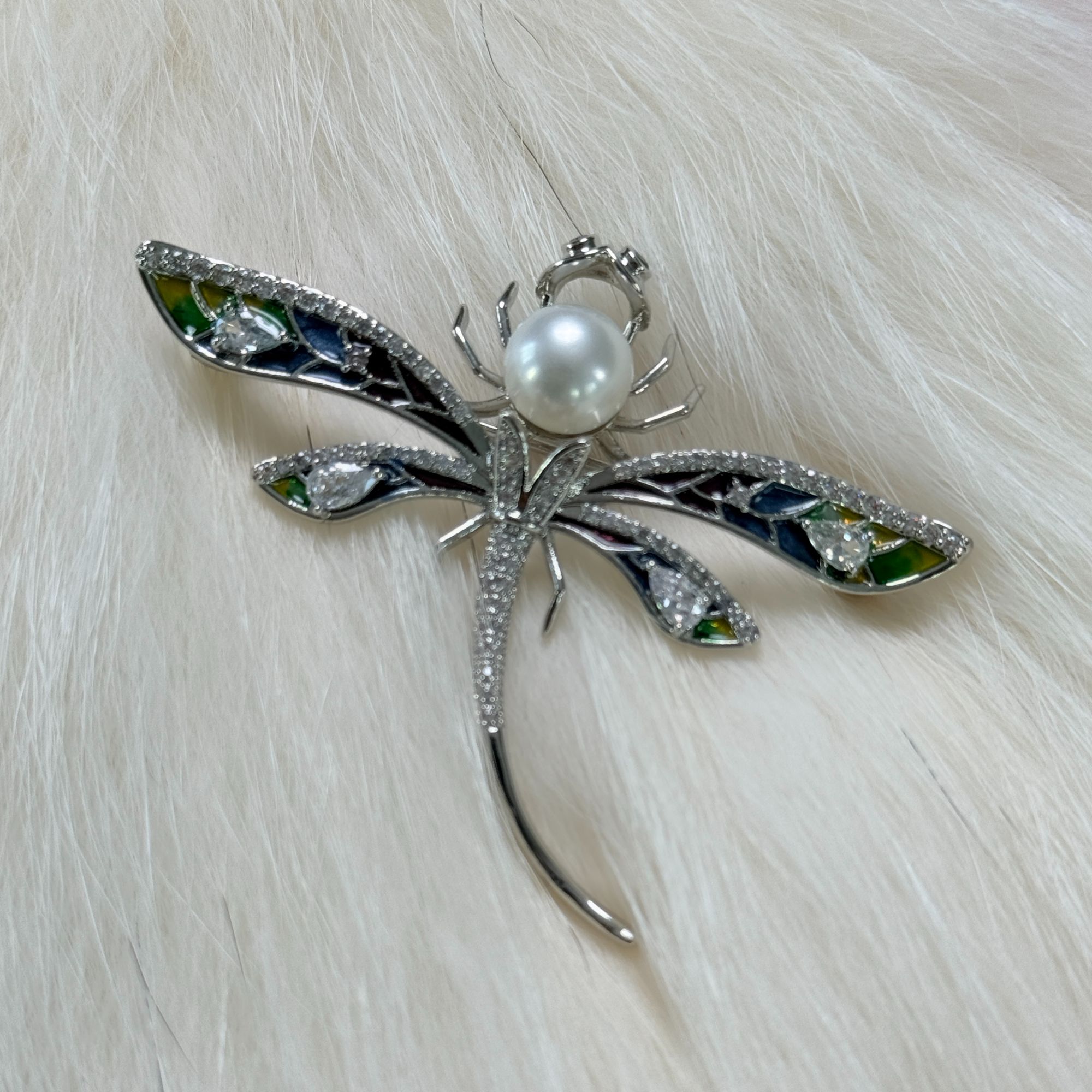 合金锆石胸针 【柏总推荐】珍珠蜻蜓胸针