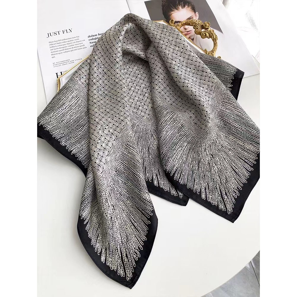 【小香灰】65cm桑蚕丝丝巾F001洋气百搭真丝女款方巾时尚薄款围巾