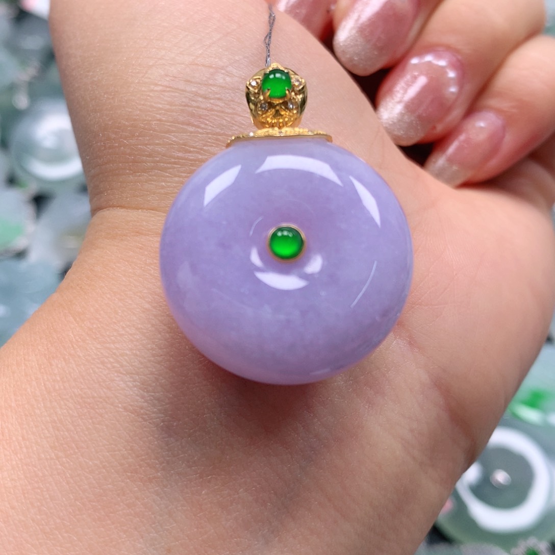 翡翠颈饰18K金镶嵌ι*ι天然翡翠