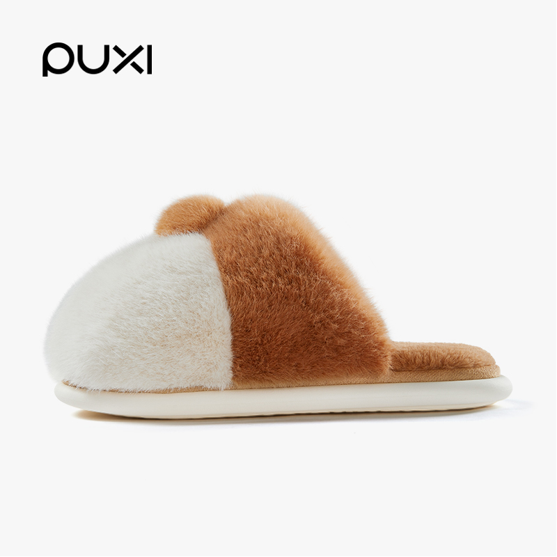 【直播】朴西柯基臀毛毛拖鞋保暖毛绒厚底女士可爱室内防滑居家棉拖