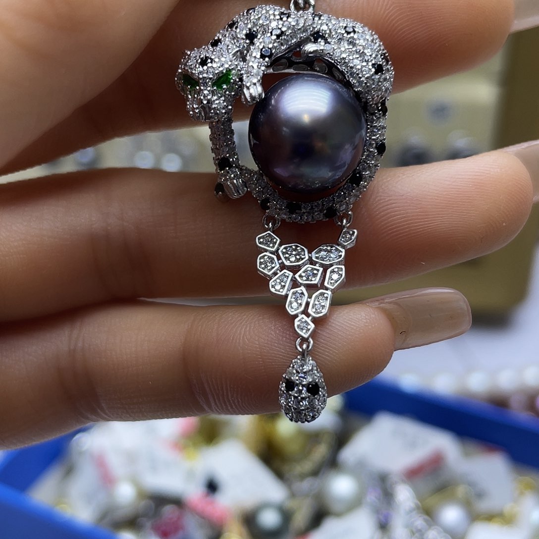 海水珍珠银S925镶嵌颈饰