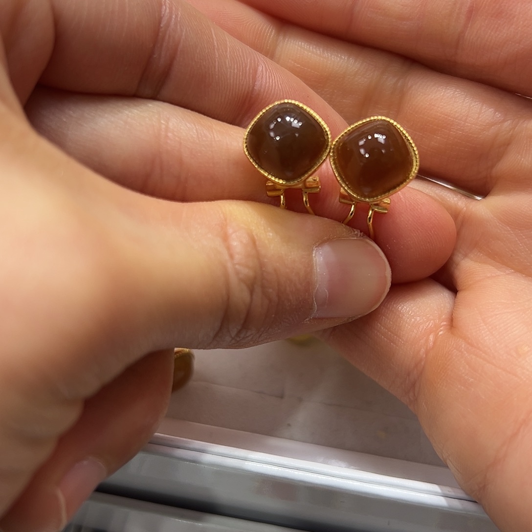 和田玉耳饰银S925镶嵌每*天