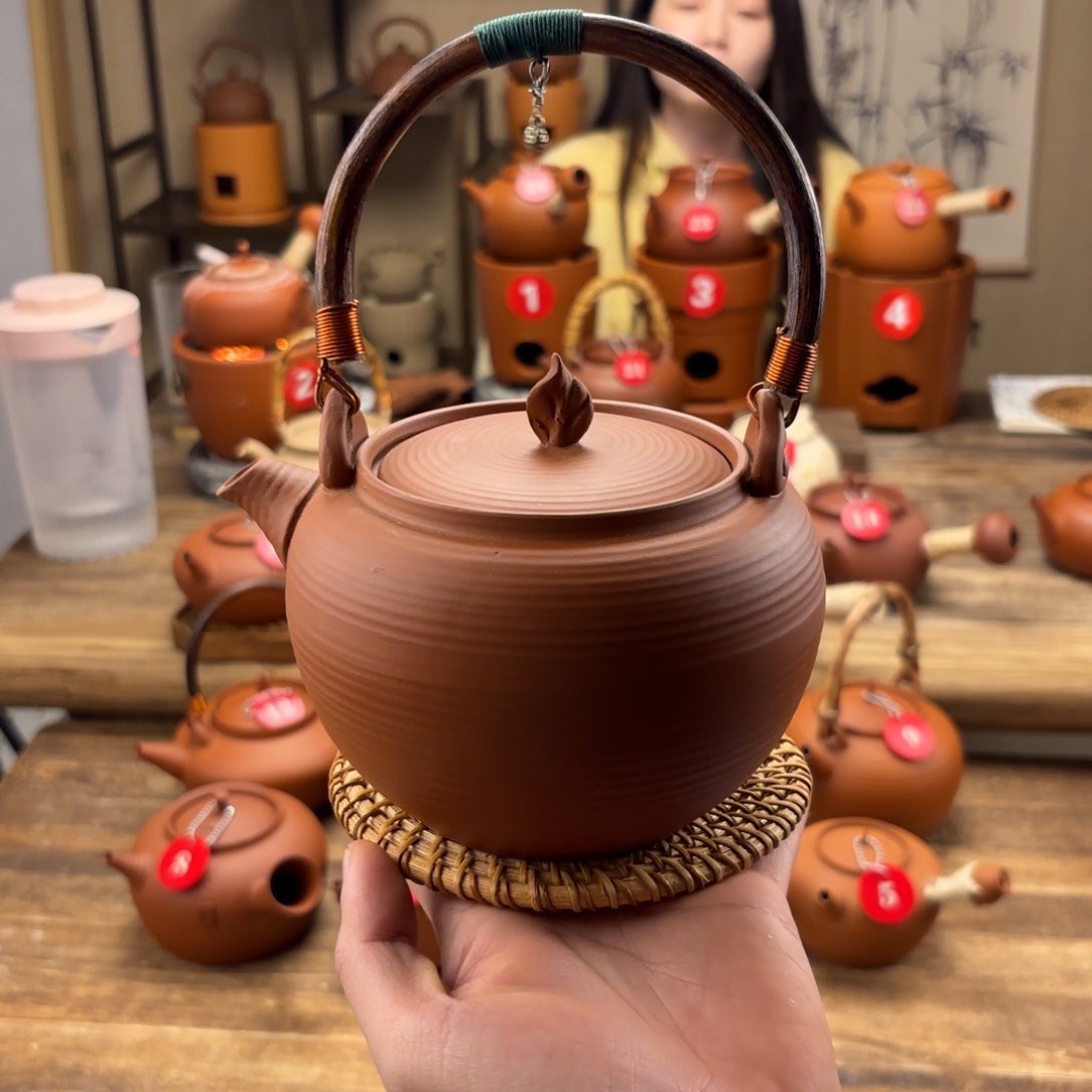 煮水煮茶甘甜 潮州砂铫壶 搭藤垫