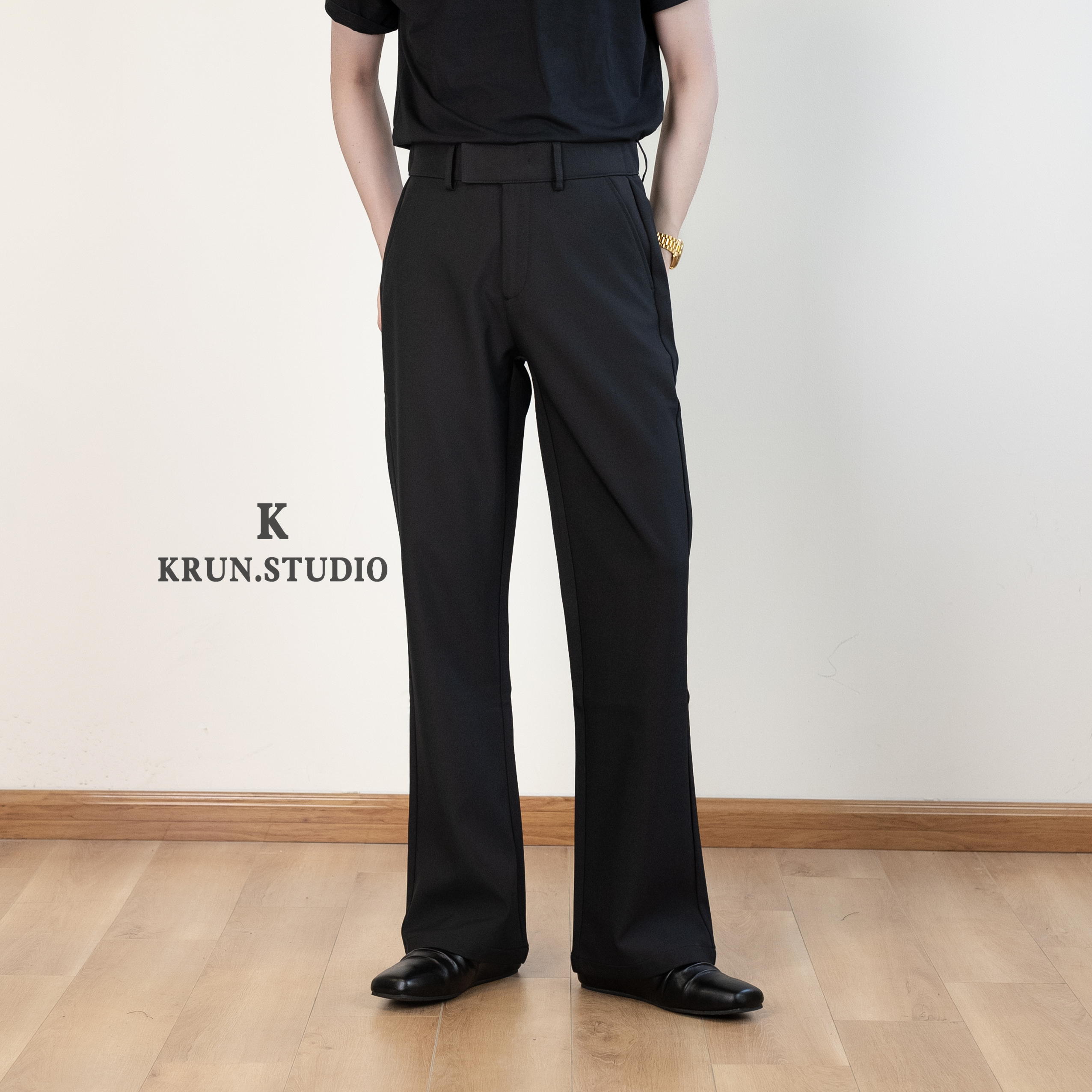 【KRUN】微喇设计西裤阔版高奢垂感西装休闲裤高腰显瘦直筒时尚