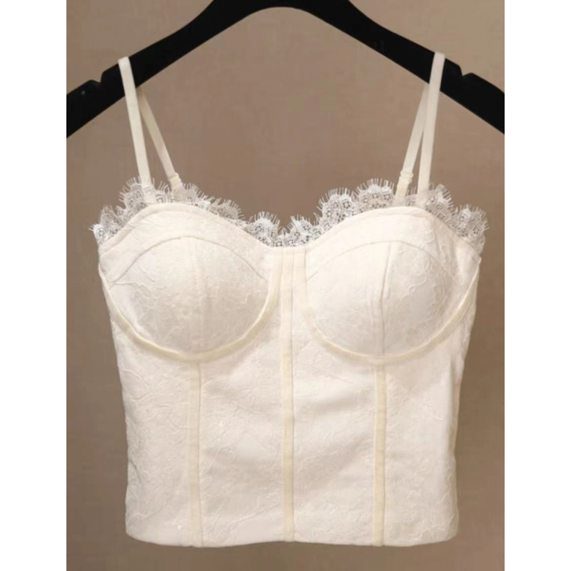 现货 林子秋【水溶蕾丝】夏季高品质感气质修身刺绣吊带内搭