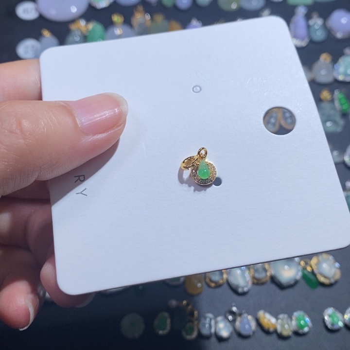 翡翠银S925镶嵌吊坠(不含链)后*