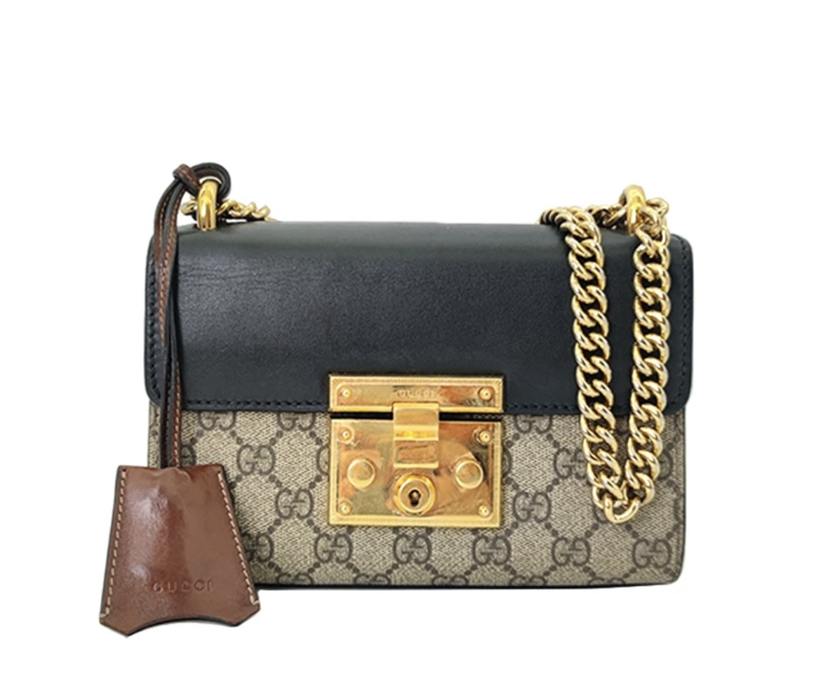 95新 GUCCI/古驰 黑色月光宝盒链条包