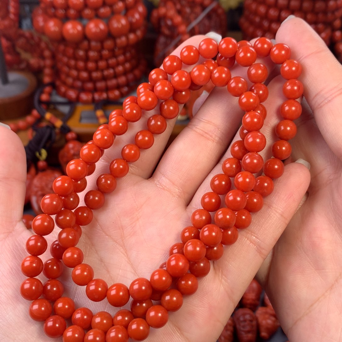 南红玛瑙天然保山卡7尺寸圆珠多圈未镶嵌