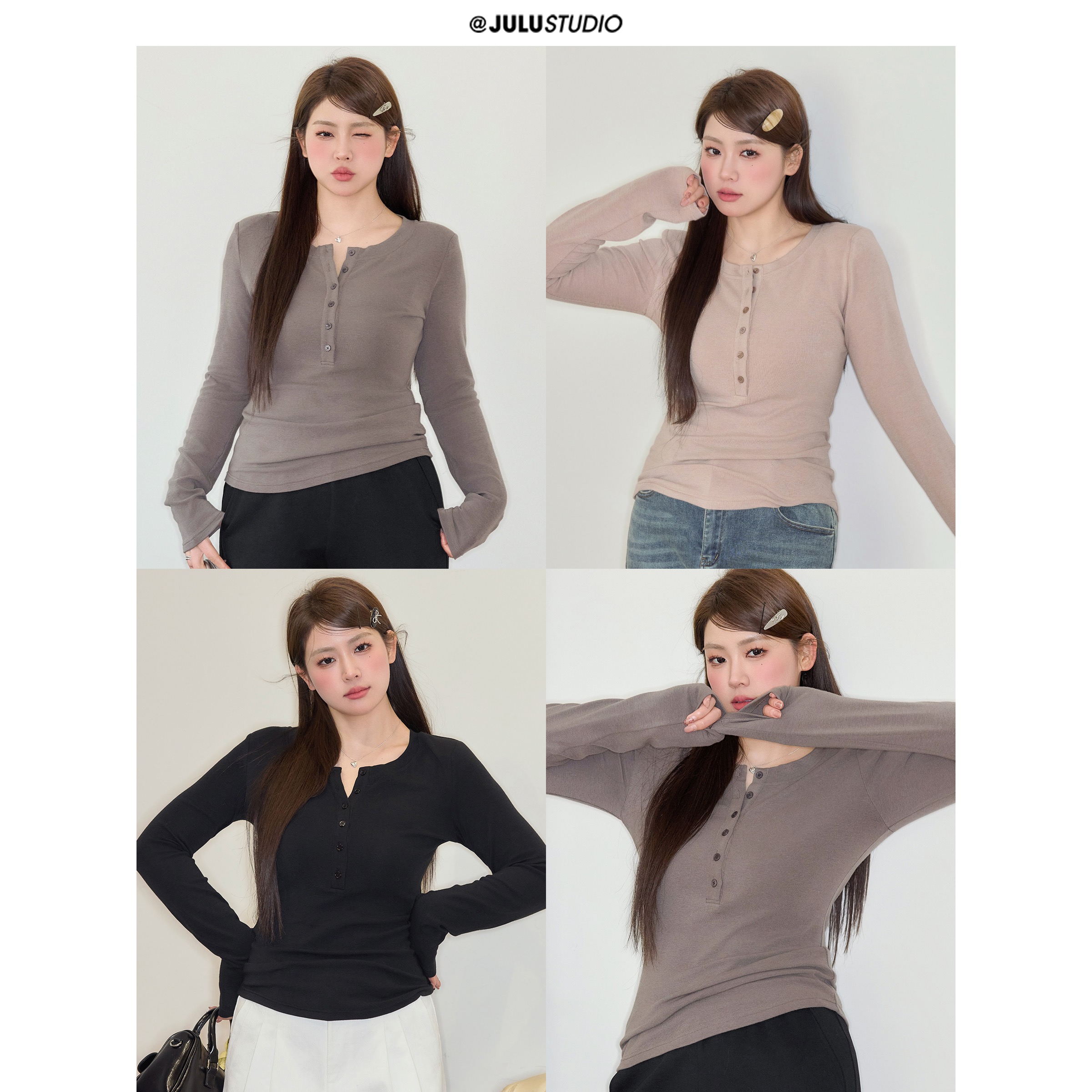 巨鹿工作室“闪电小蛮腰”微胖mm纯欲修身显瘦打底长袖t大码上衣