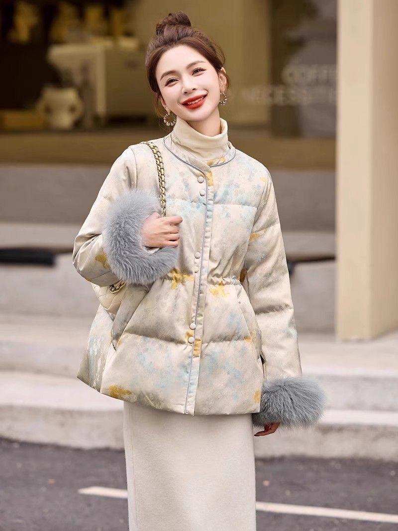 冬装新中式国风收腰显瘦羽绒棉服女中长款减龄漂亮洋气时尚复古爆