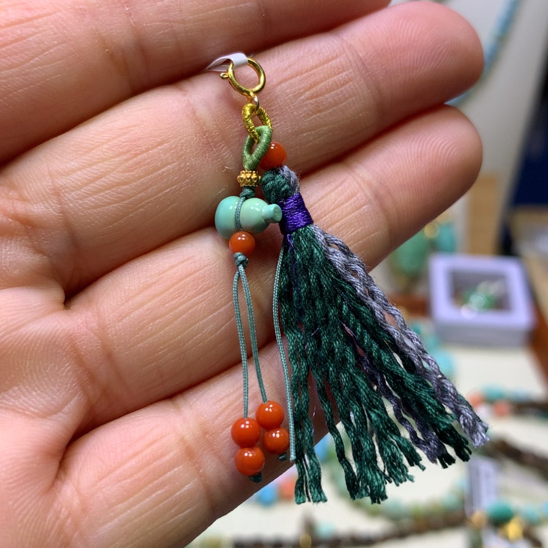 南红玛瑙银S925镀金镶嵌挂件