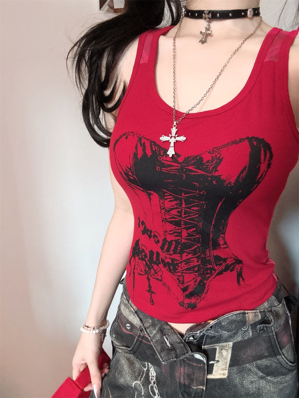 1号TT 2025新款美背心吊带辣妹内穿外搭自带胸垫百搭时尚