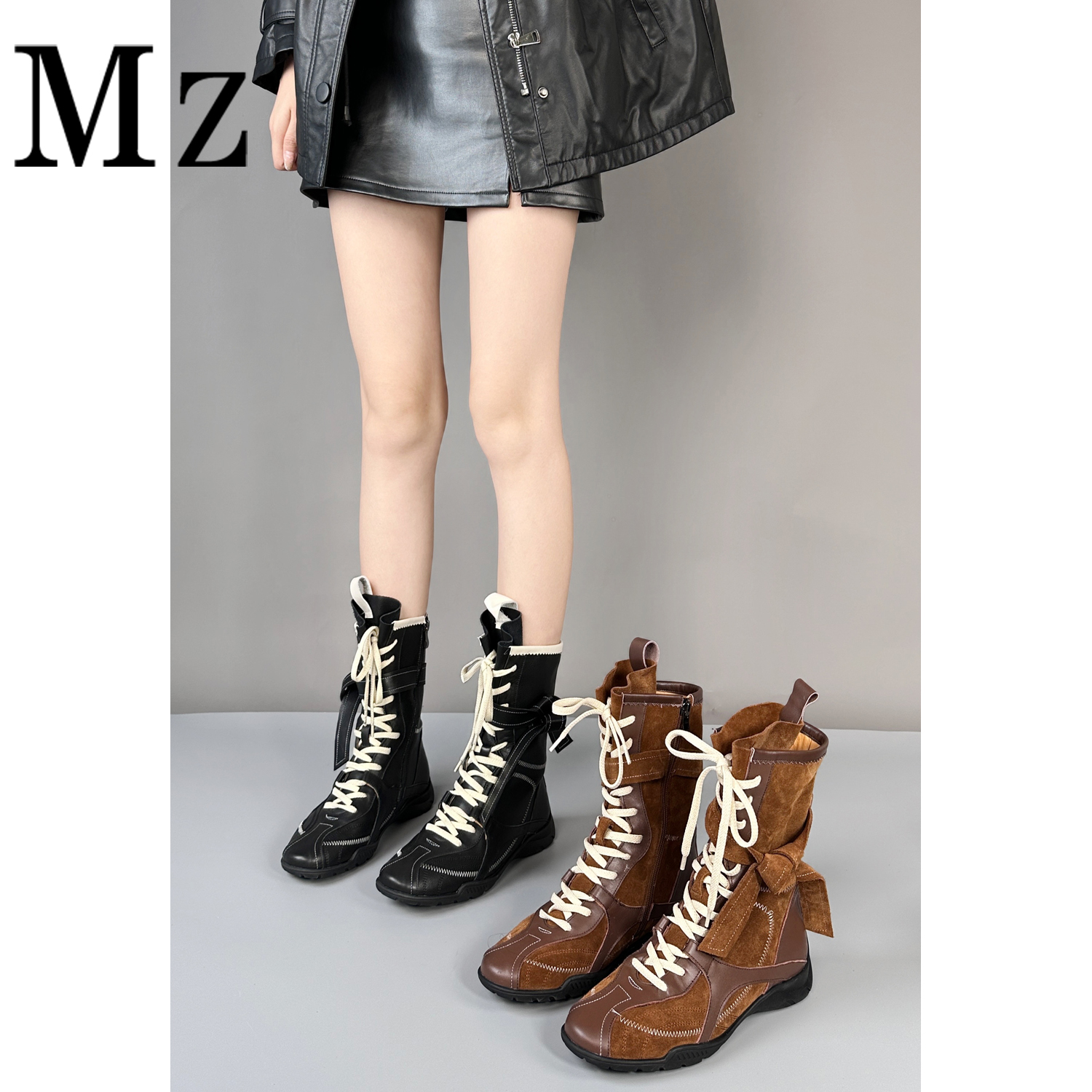 Mr.Zheng/2.5cm/高定版/真皮内里/时尚潮流设计师款运动系带短靴