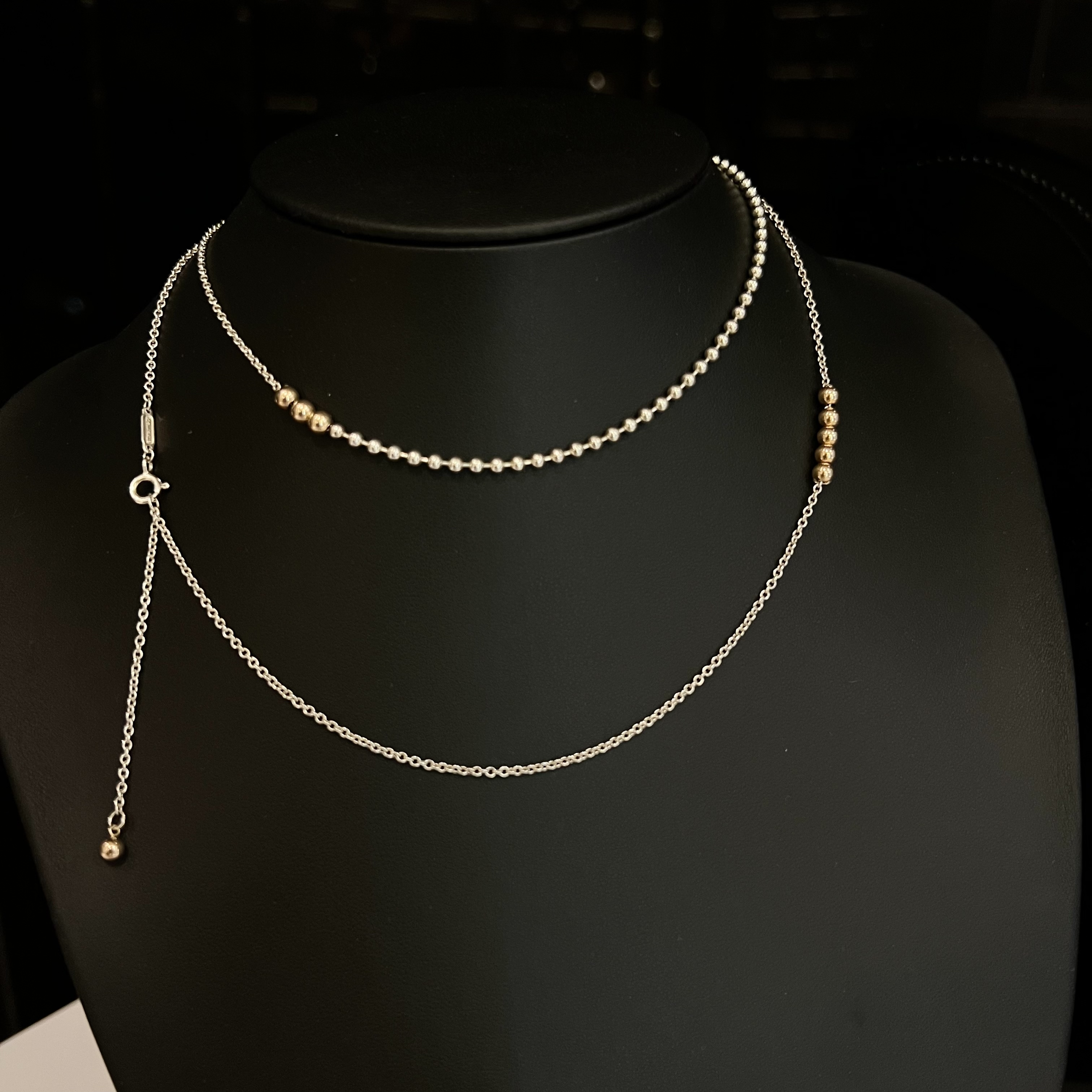 99新 Tiffany & Co./蒂芙尼 7姐专场/Au750n圆珠 银项链 