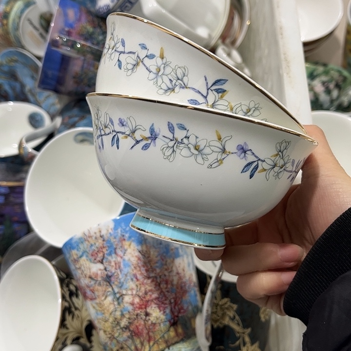 瓷片微瑕骨瓷水云间4.5碗两个