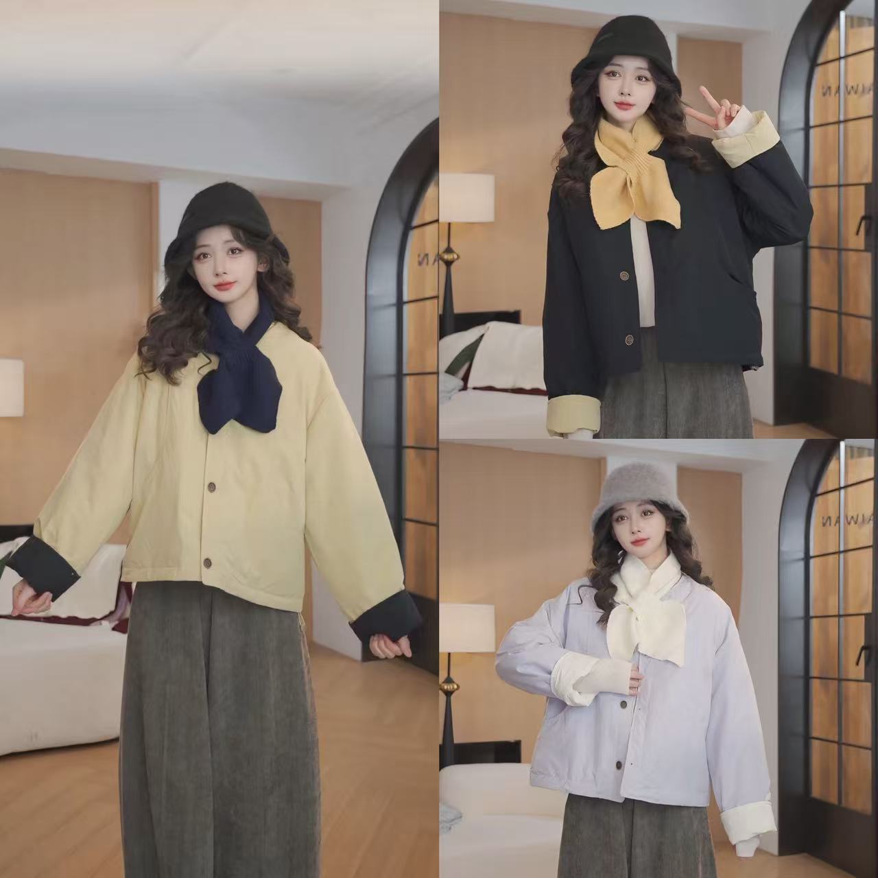 余紫绮【芝士】保暖圆领韩系简约百搭设计感羽绒服YB8286017