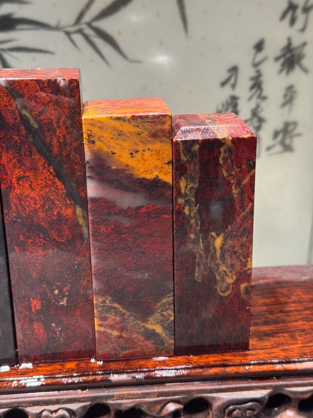 非金属大理石吊坠 鸡血石印章摆件中式风格适合家居装饰石头国风