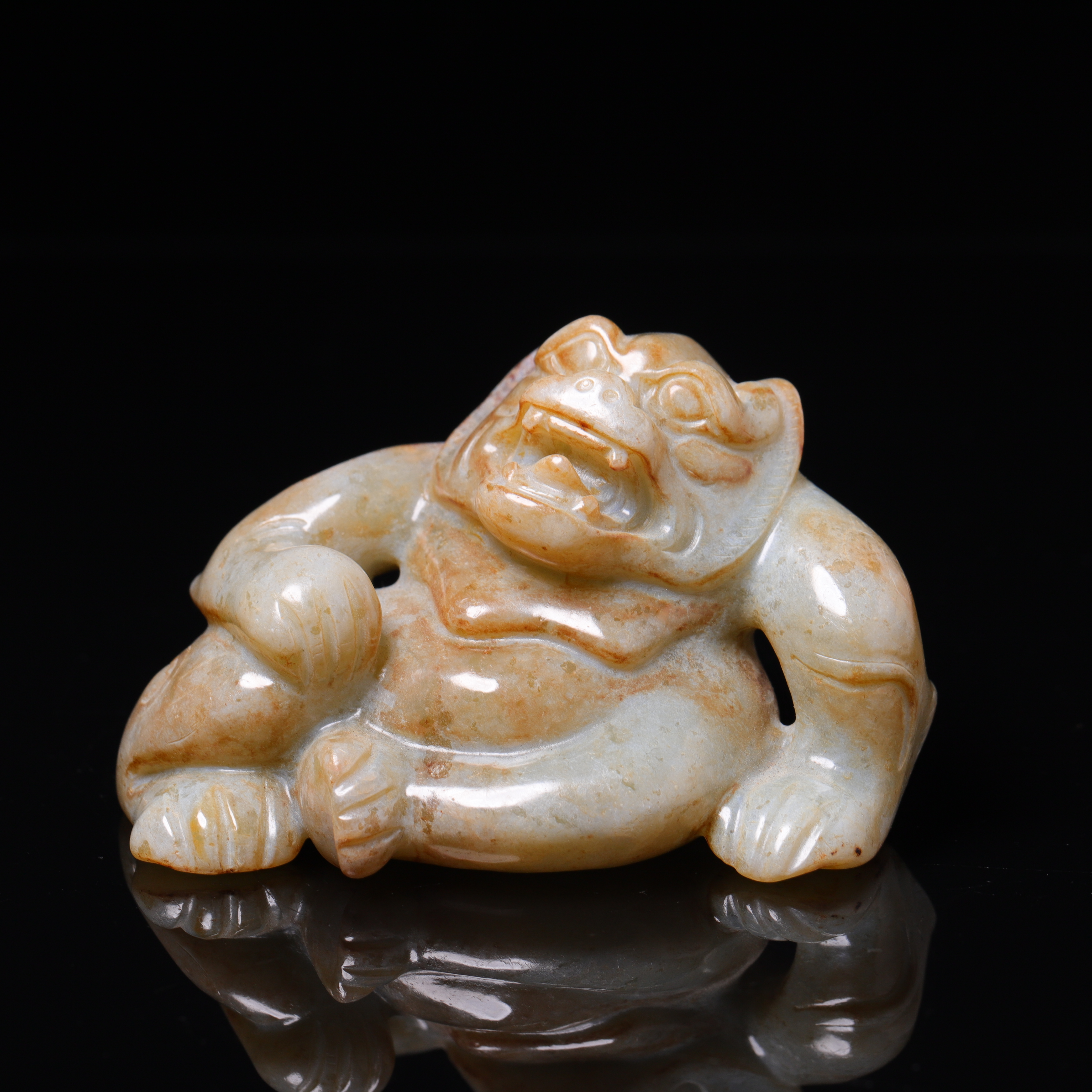 明代和田玉玉熊摆件-CS