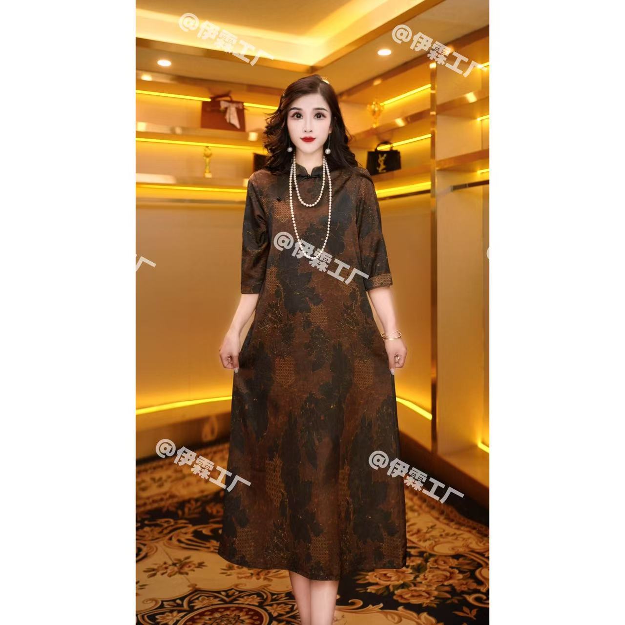 101冬秋季长袖百搭时尚简约休闲显瘦遮肉减龄连衣裙气质