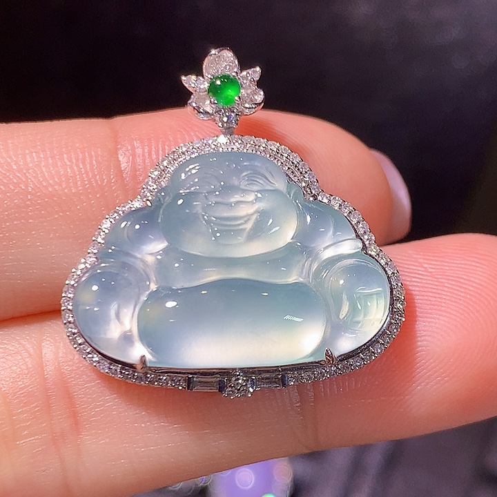 翡翠18K金镶嵌吊坠(不含链)