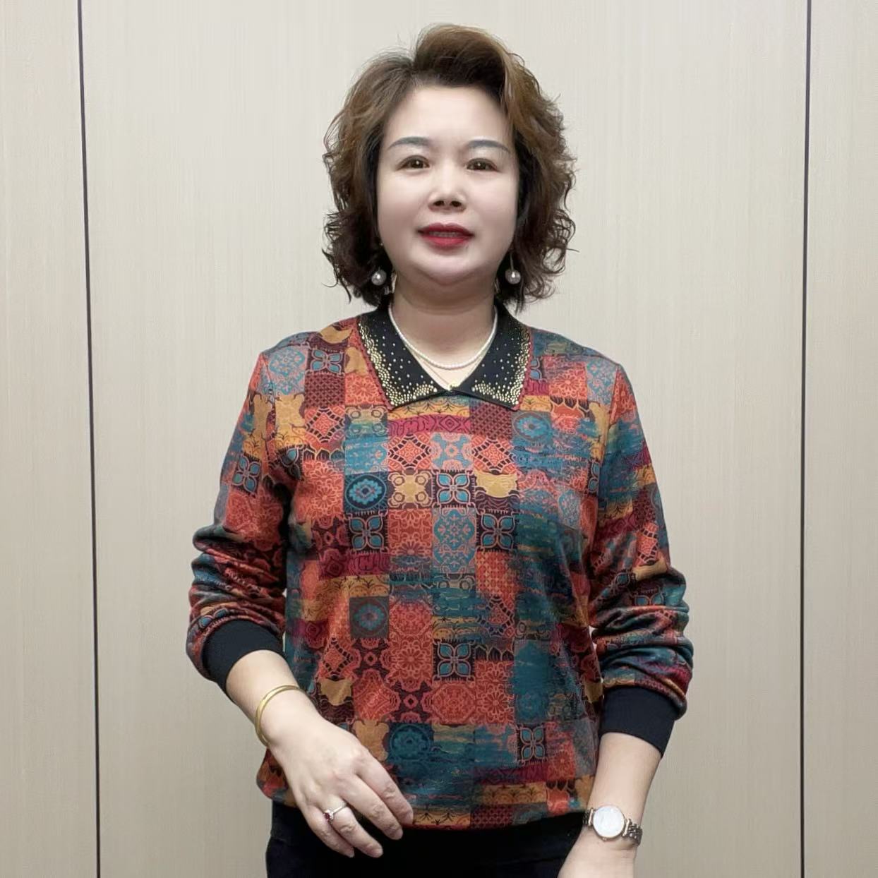 2025秋季时尚中老年长袖弹力气质女装宽松显瘦百搭休闲妈妈装