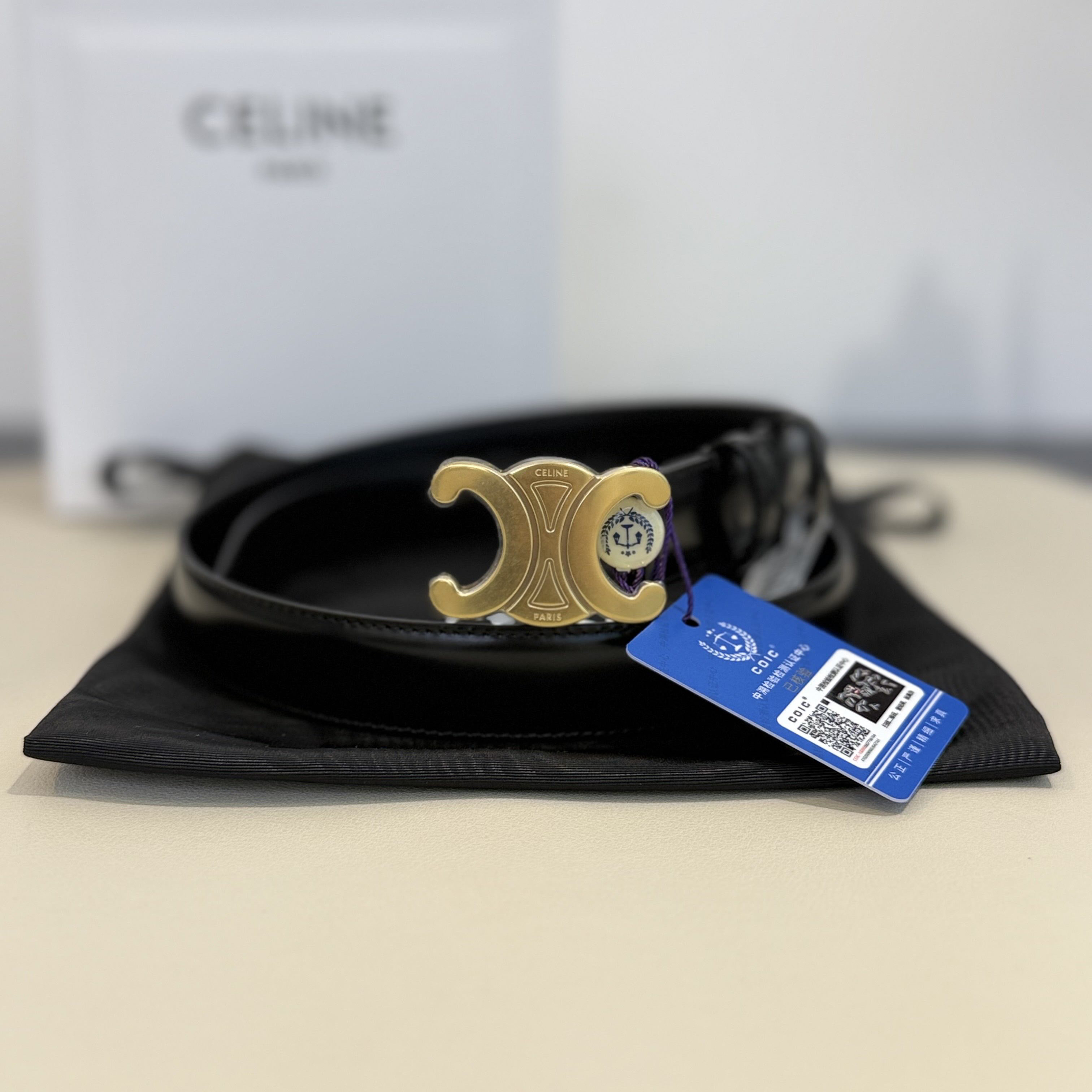 未使用 Celine/思琳 悦奢臻选/凯旋门/腰带/皮带/75x2.5cm