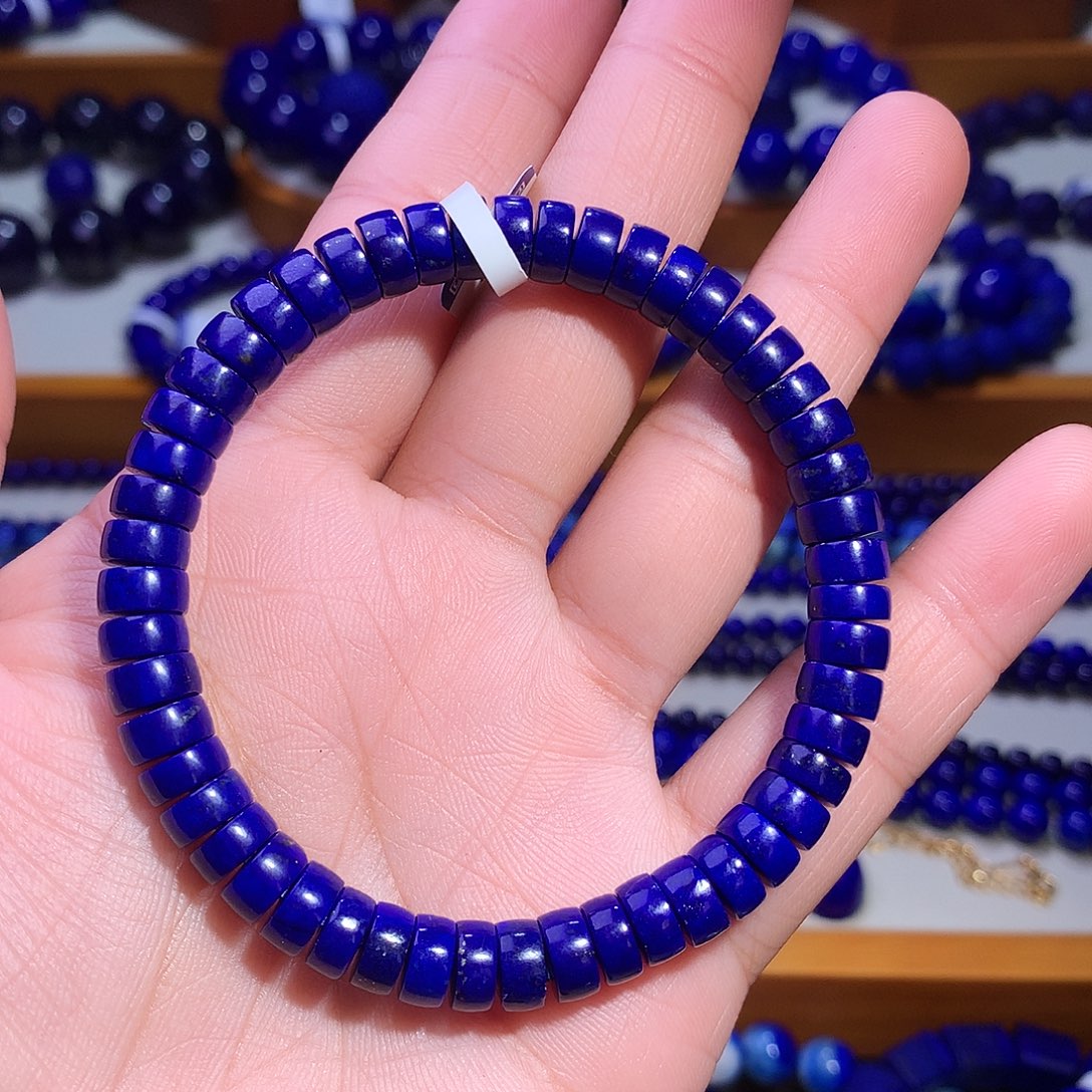 青金石未镶嵌手串7.4m新品高货紫药水精工药片1864