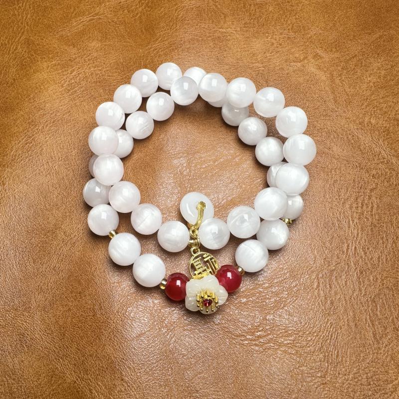 s1070-粉色云贝母双圈手串（无礼盒）